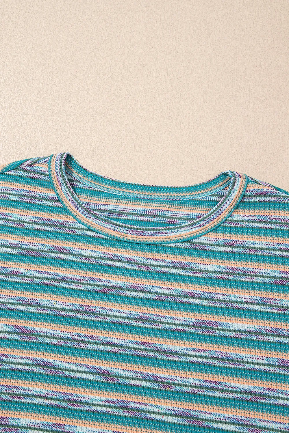 Multicolour Striped Wide Sleeve Loose T Shirt - Image 9