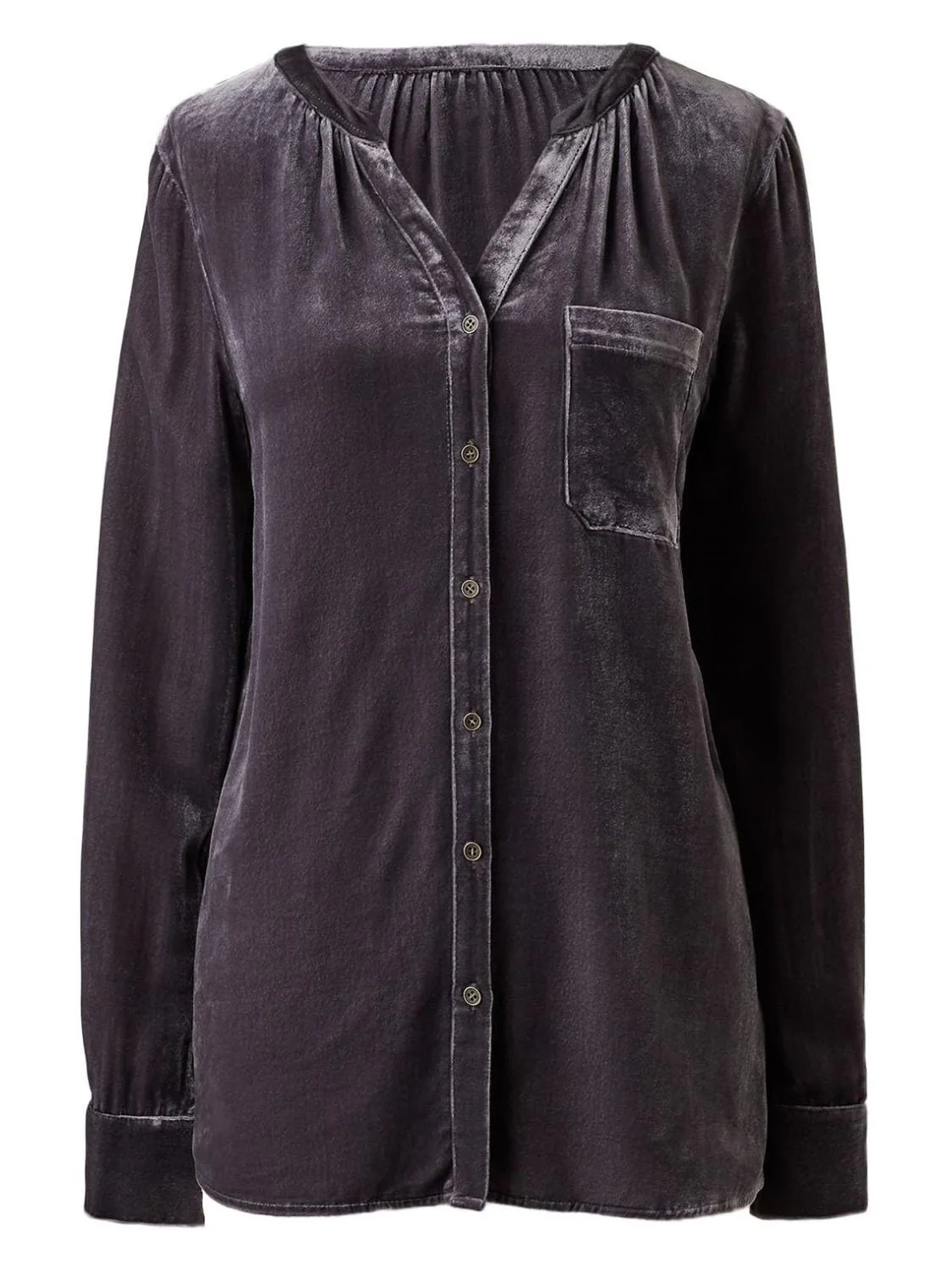 Notched Button Down Long Sleeve Shirt - Image 3