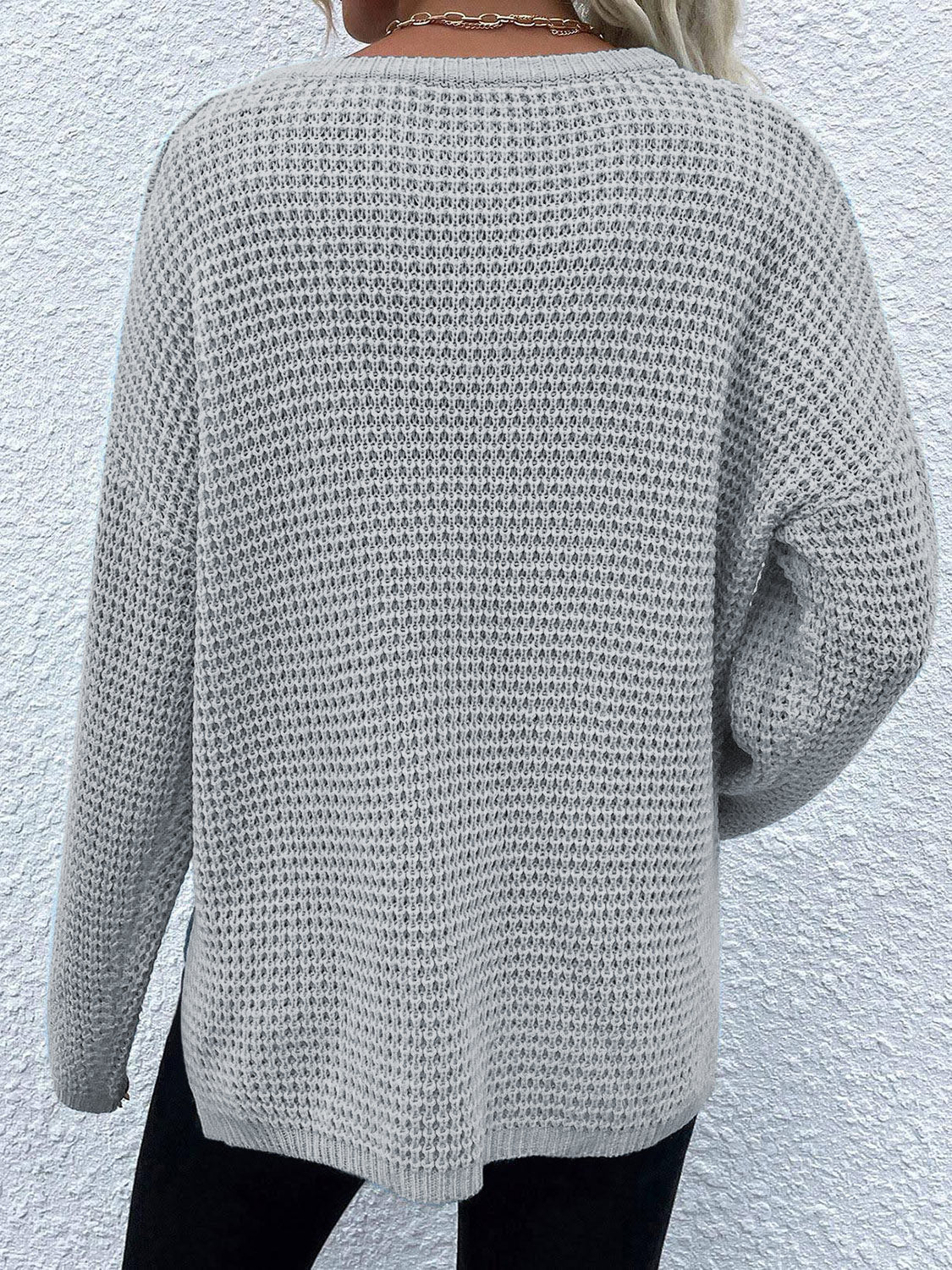 Notched Long Sleeve Sweater - Image 12
