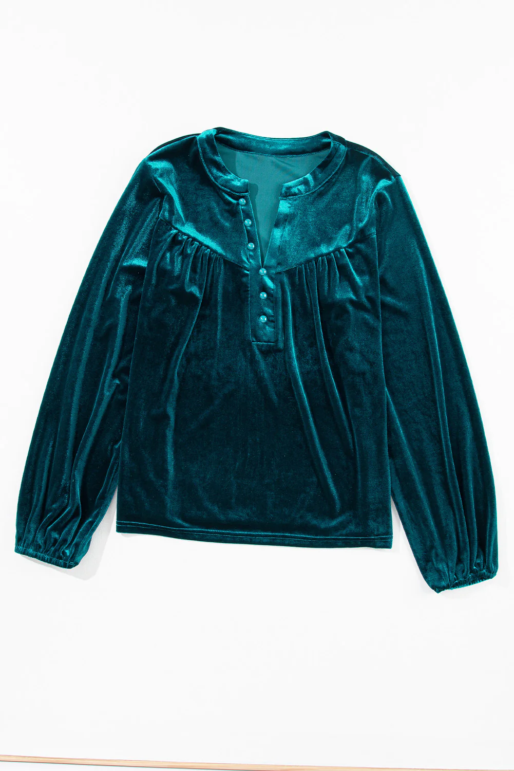 Notched Long Sleeve Velvet Top - Image 16