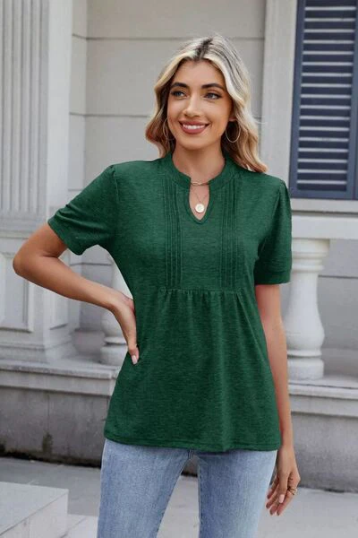 Notched Short Sleeve Top - Image 3