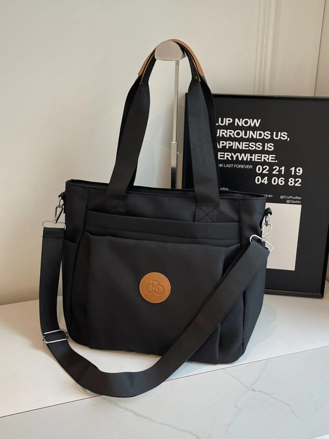 Nylon Solid Color Tote Bag - Image 10