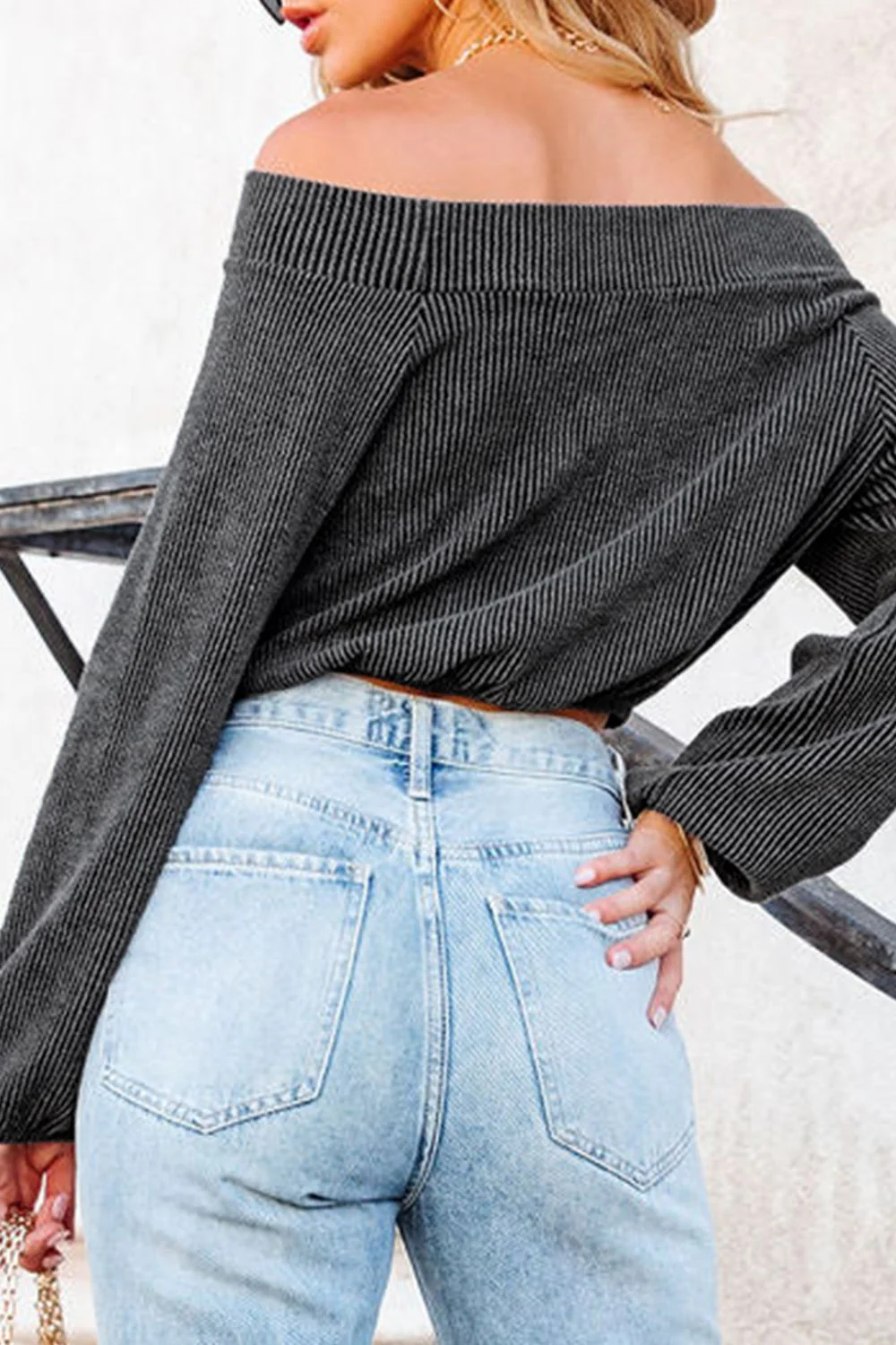 Off-Shoulder Long Sleeve Top - Image 4