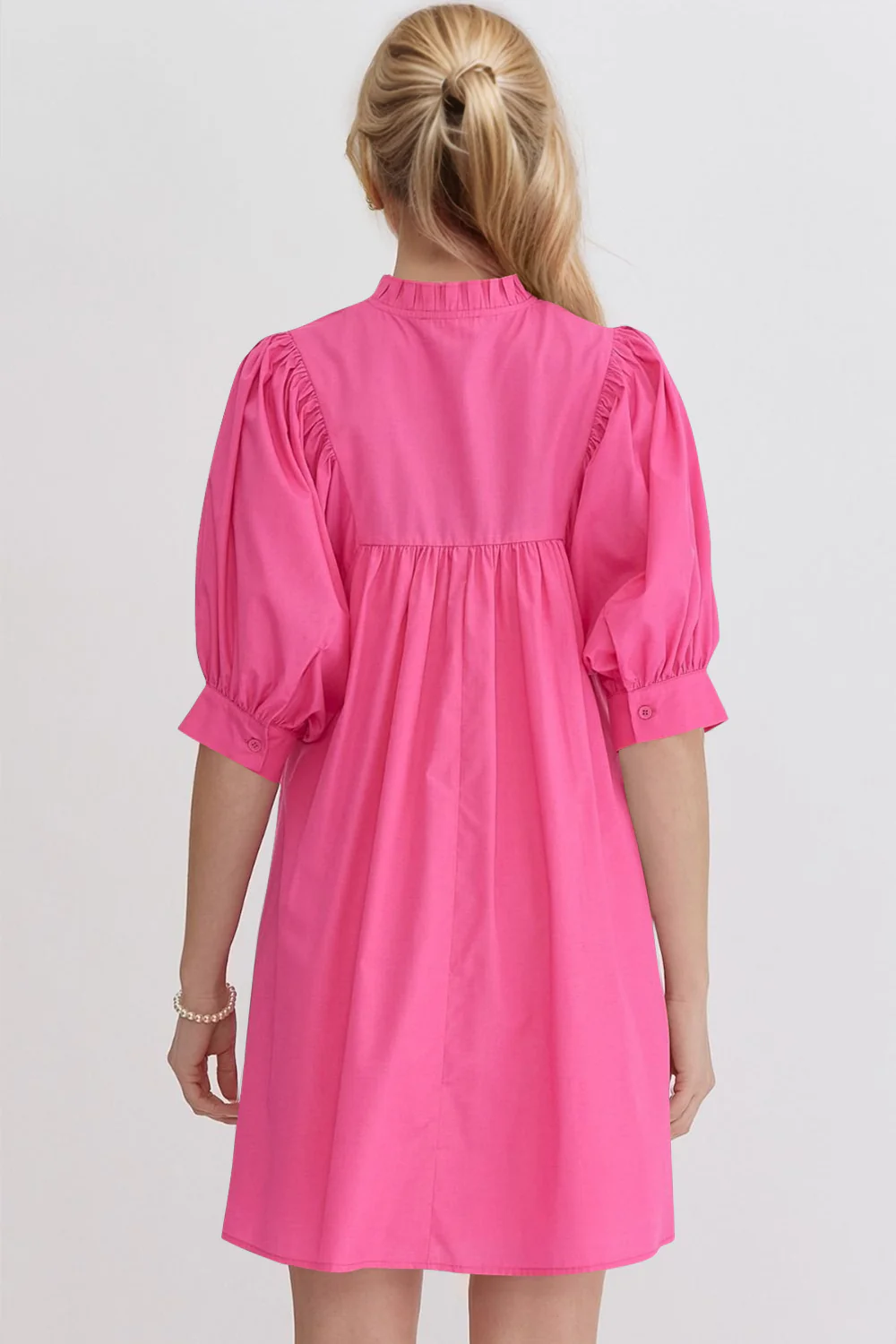 Oh Frill Notched Puff Sleeve Babydoll Mini Dress - Image 2