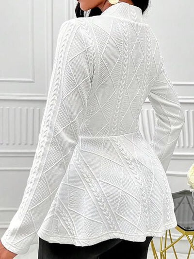 One Button Textured Peplum Cardigan - Image 5