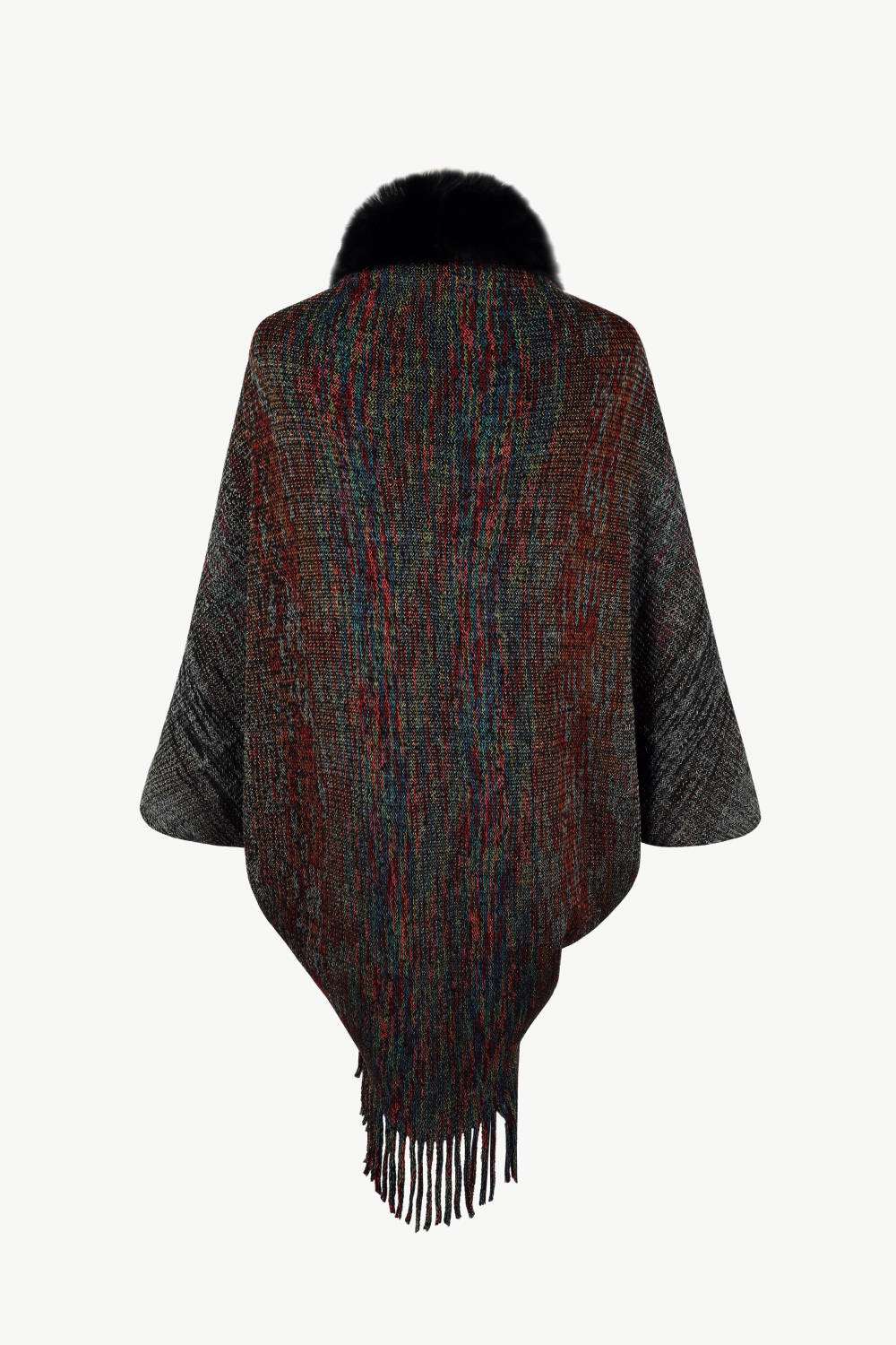 Open Front Fringe Hem Poncho - Image 19