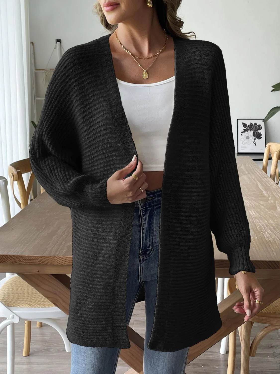 Open Front Long Sleeve Cardigan - Image 11