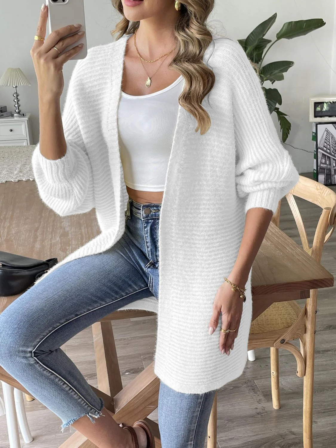 Open Front Long Sleeve Cardigan - Image 9