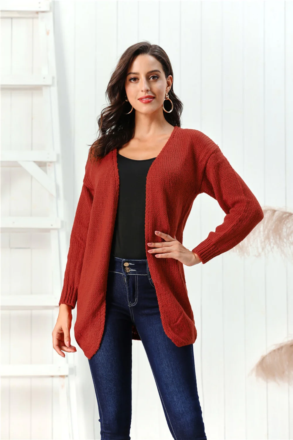 Open Front Long Sleeve Cardigan - Image 4
