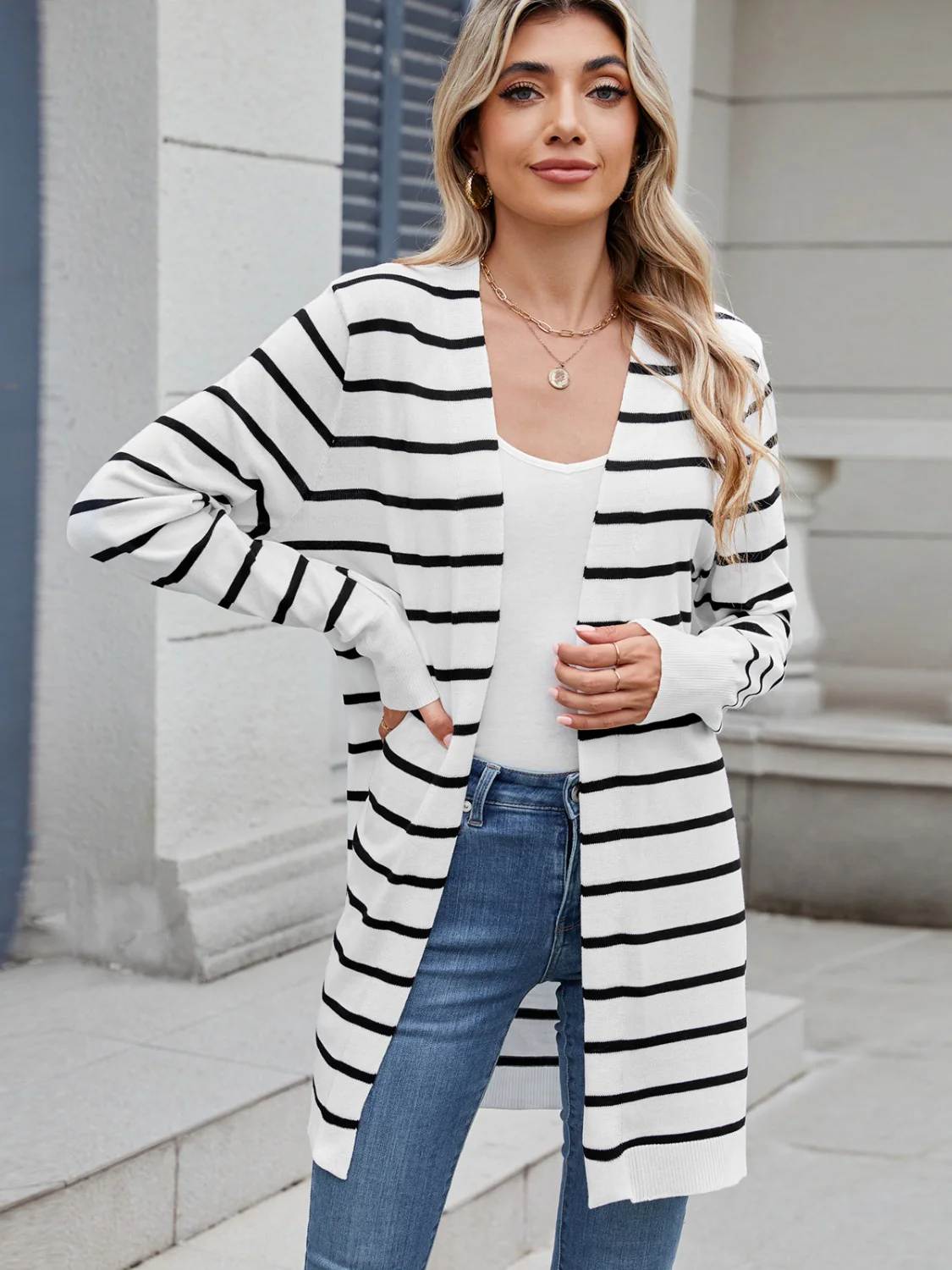 Open Front Long Sleeve Cardigan - Image 3