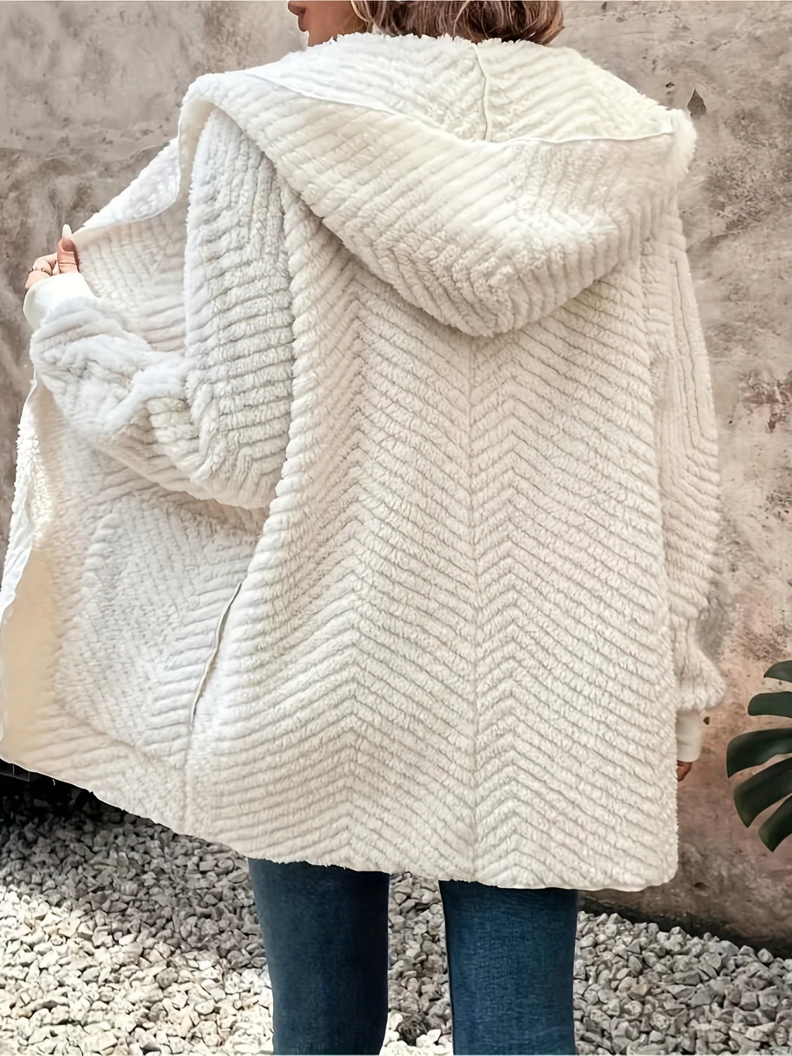 Open Front Long Sleeve Hooded Fuzzy Cardigan - Image 5
