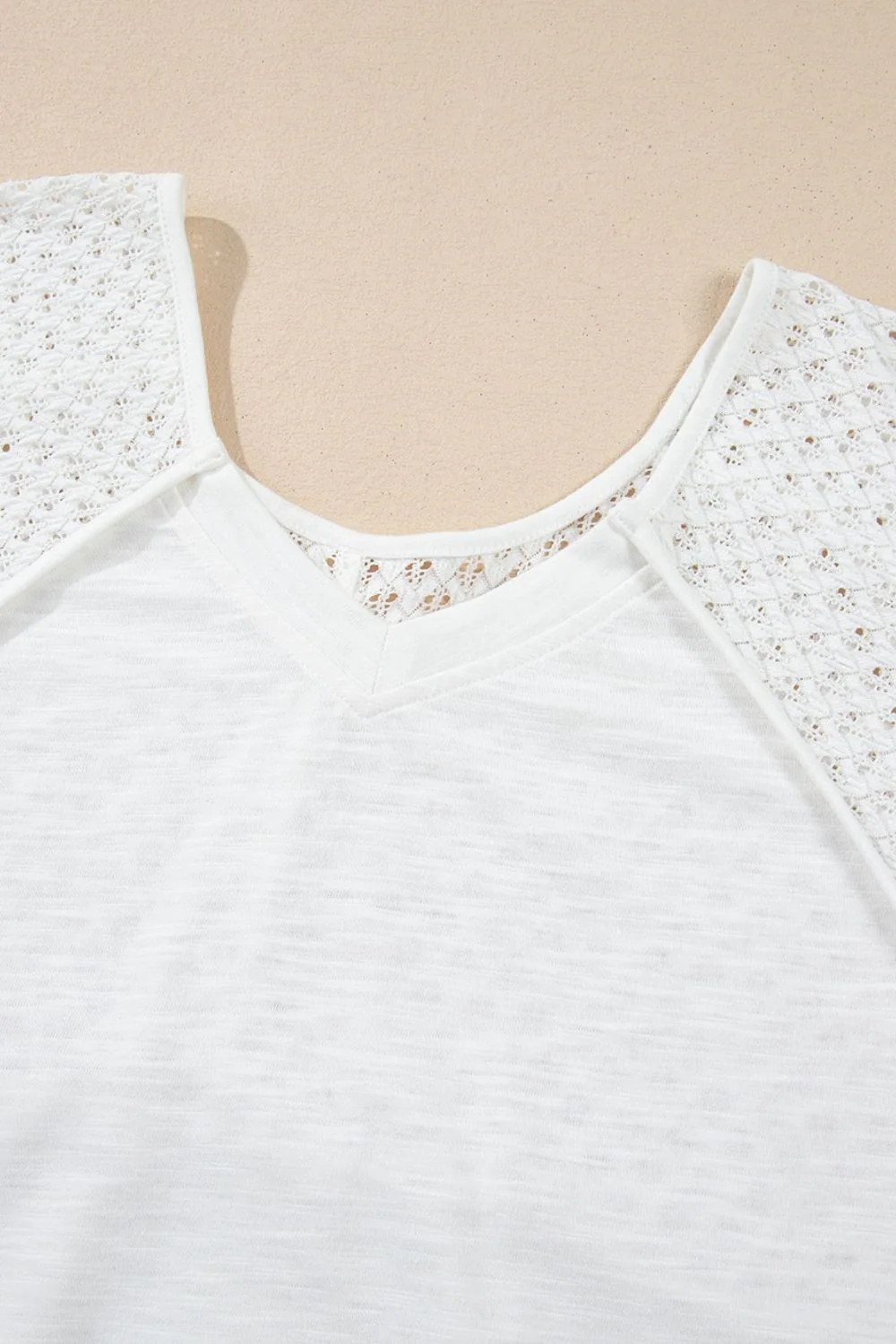Openwork High Low Hem V Neck Oversized Top - Image 10