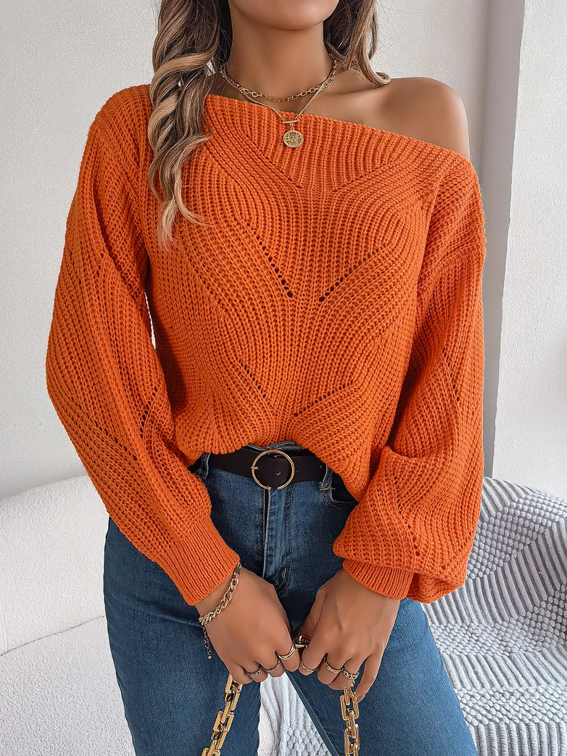 Openwork Long Sleeve Sweater - Image 14