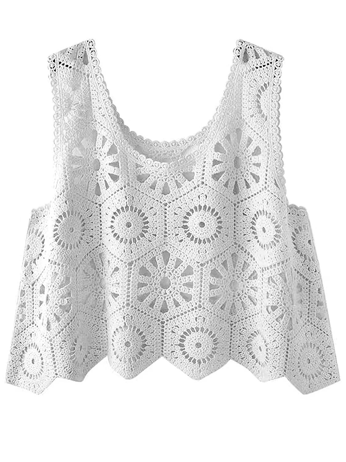 Openwork Round Neck Knit Vest - Image 6