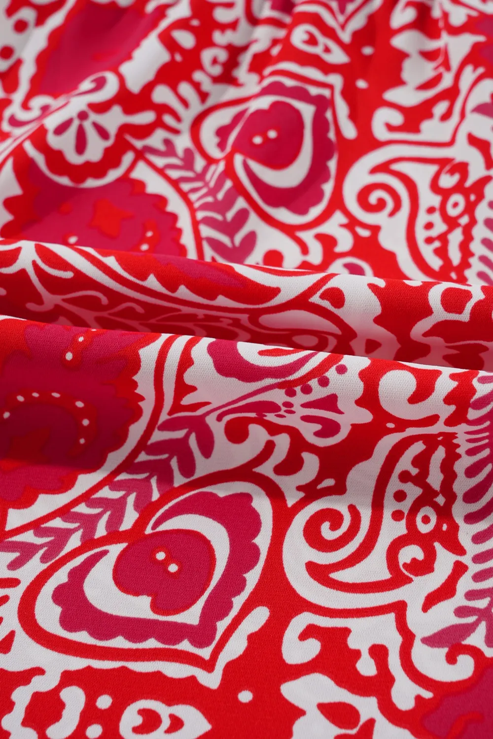 Paisley Print Side Slit Puff Sleeve High Waist Maxi Dress - Image 10
