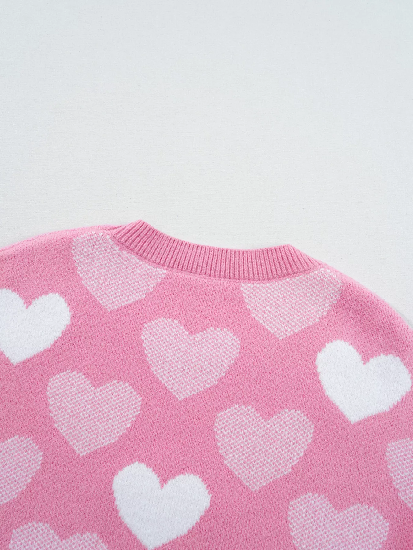 Pearled Heart Print Valentines Crew Neck Sweater - Image 10