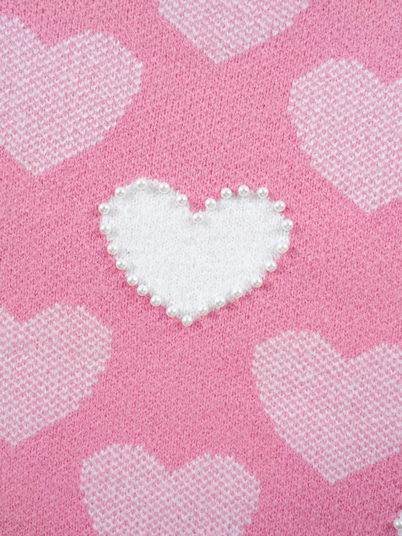 Pearled Heart Print Valentines Crew Neck Sweater - Image 12
