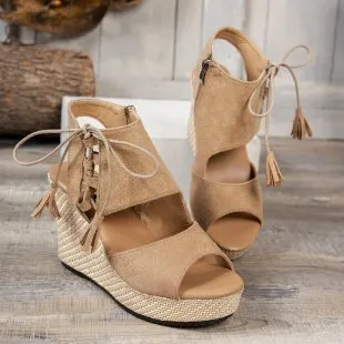 Peep Toe Wedge Sandals - Image 2