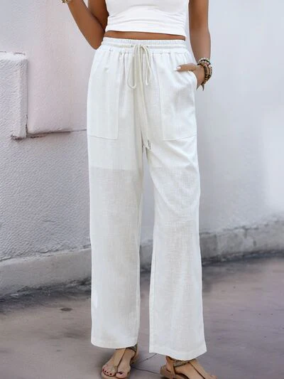 Perfee Drawstring Wide Straight Pants - Image 4