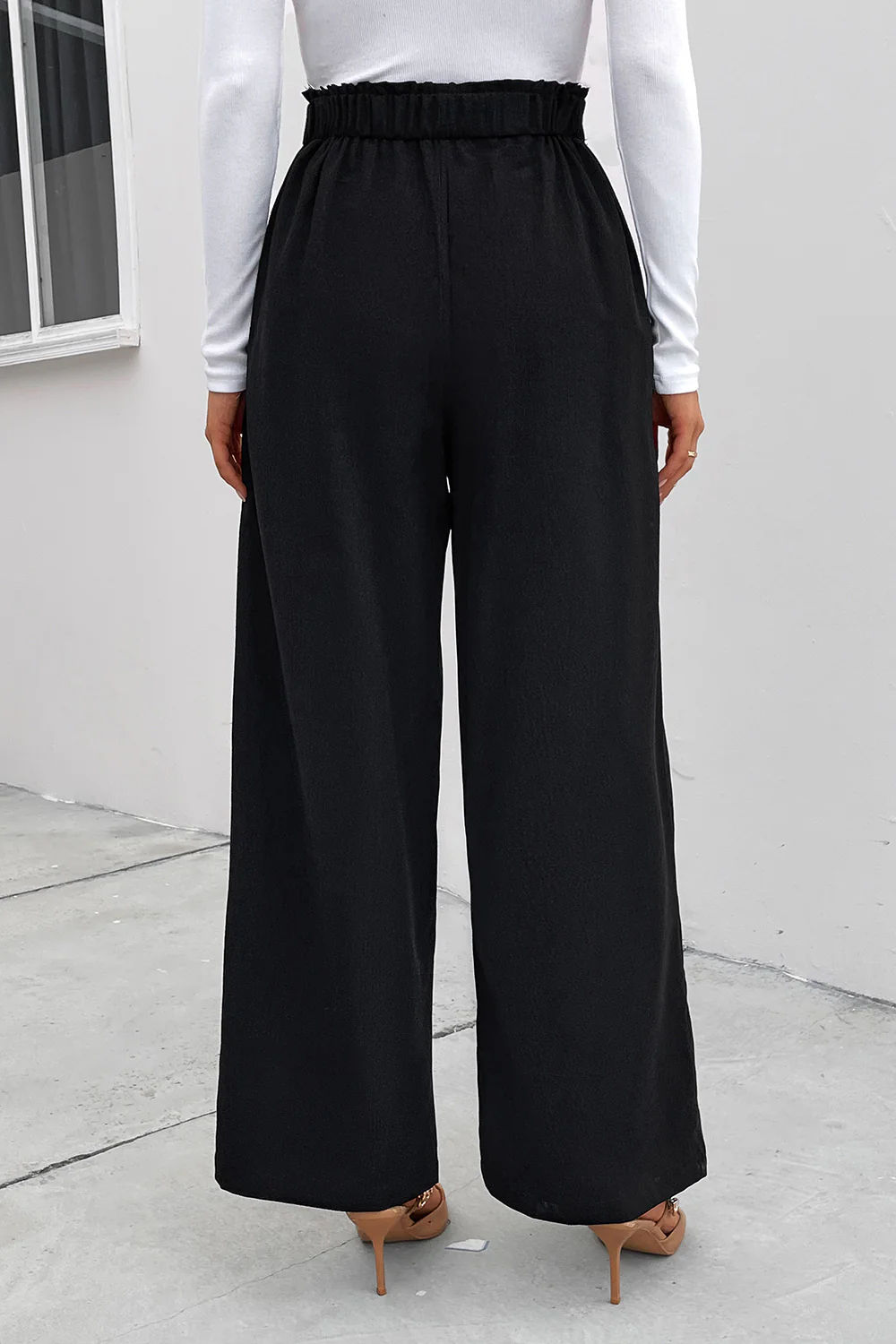 Perfee High Waist Ruched Pocketed Wide Leg Pants - Image 2