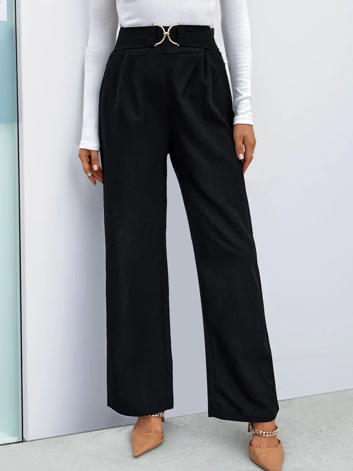 Perfee High Waist Straight Leg Pants - Image 4