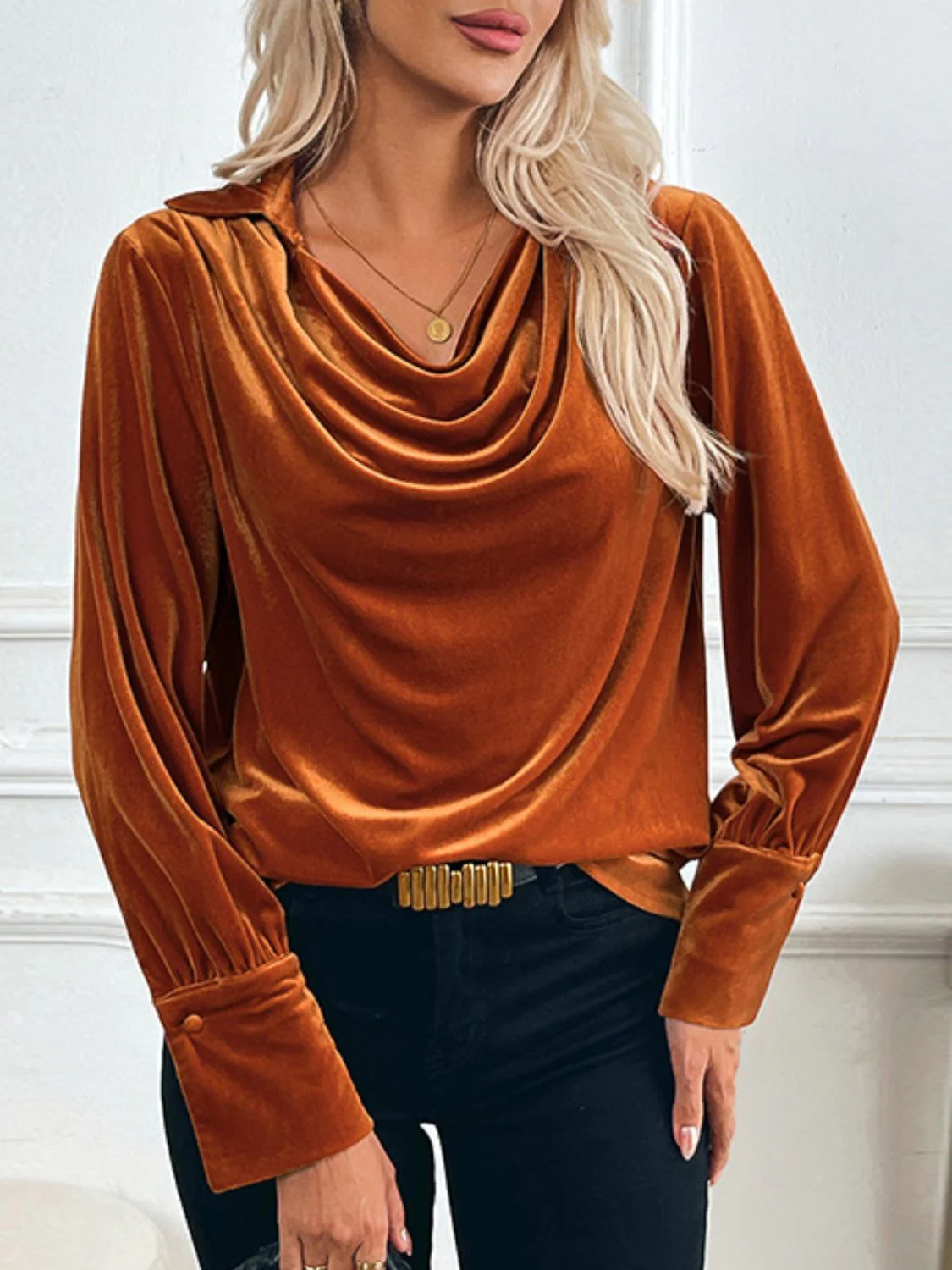 Perfee Ruched Long Sleeve Blouse - Image 5