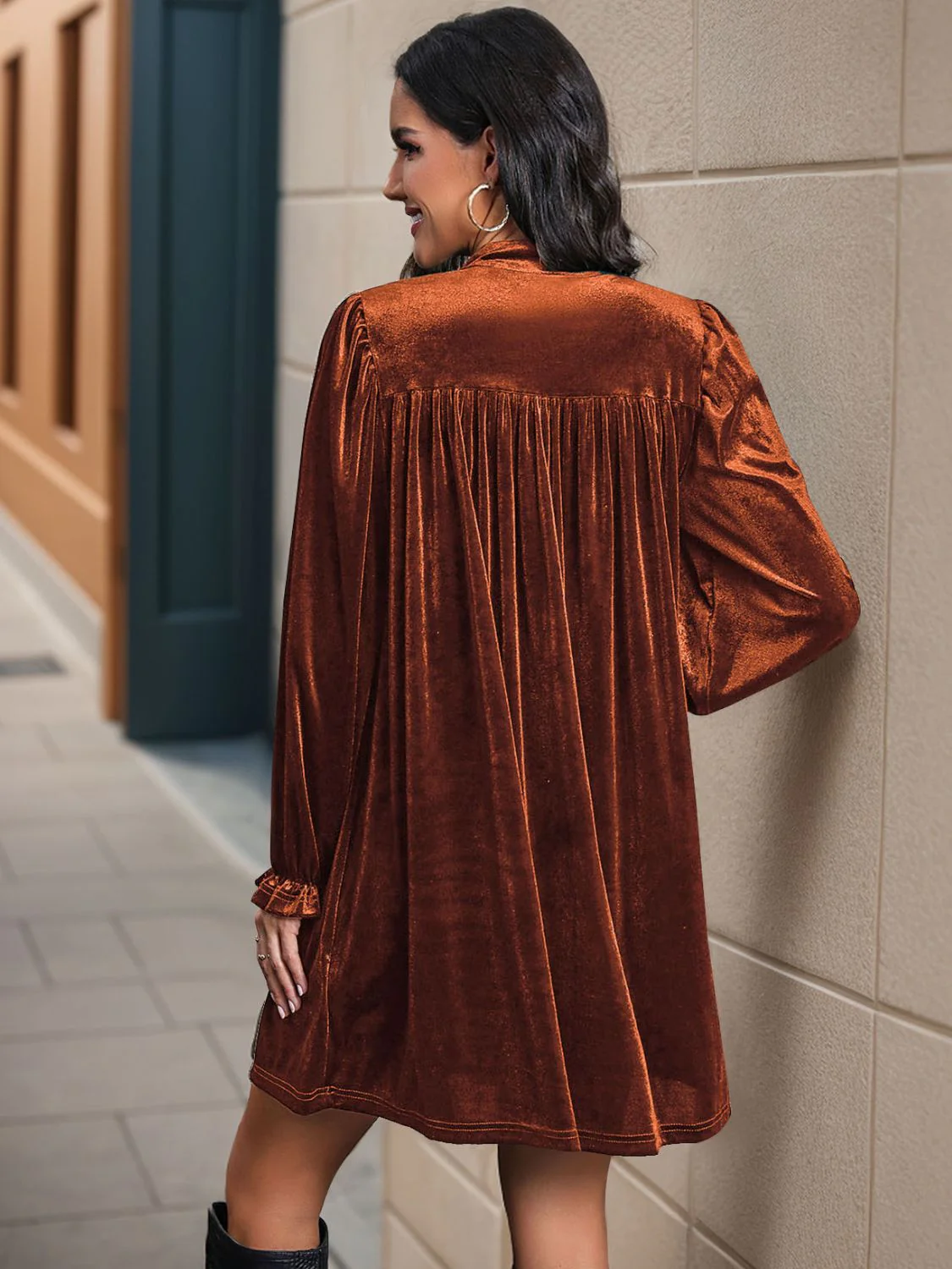 Perfee Ruched Surplice Long Sleeve Mini Dress - Image 14