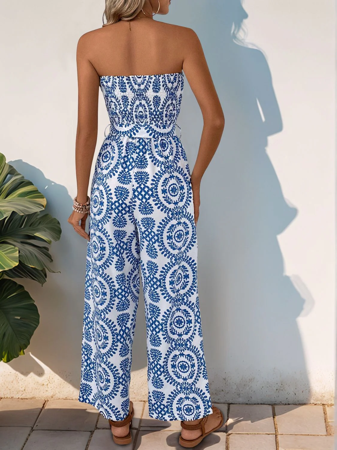 Perfee Smocked Tube Wide Leg Jumpsuit - Image 5