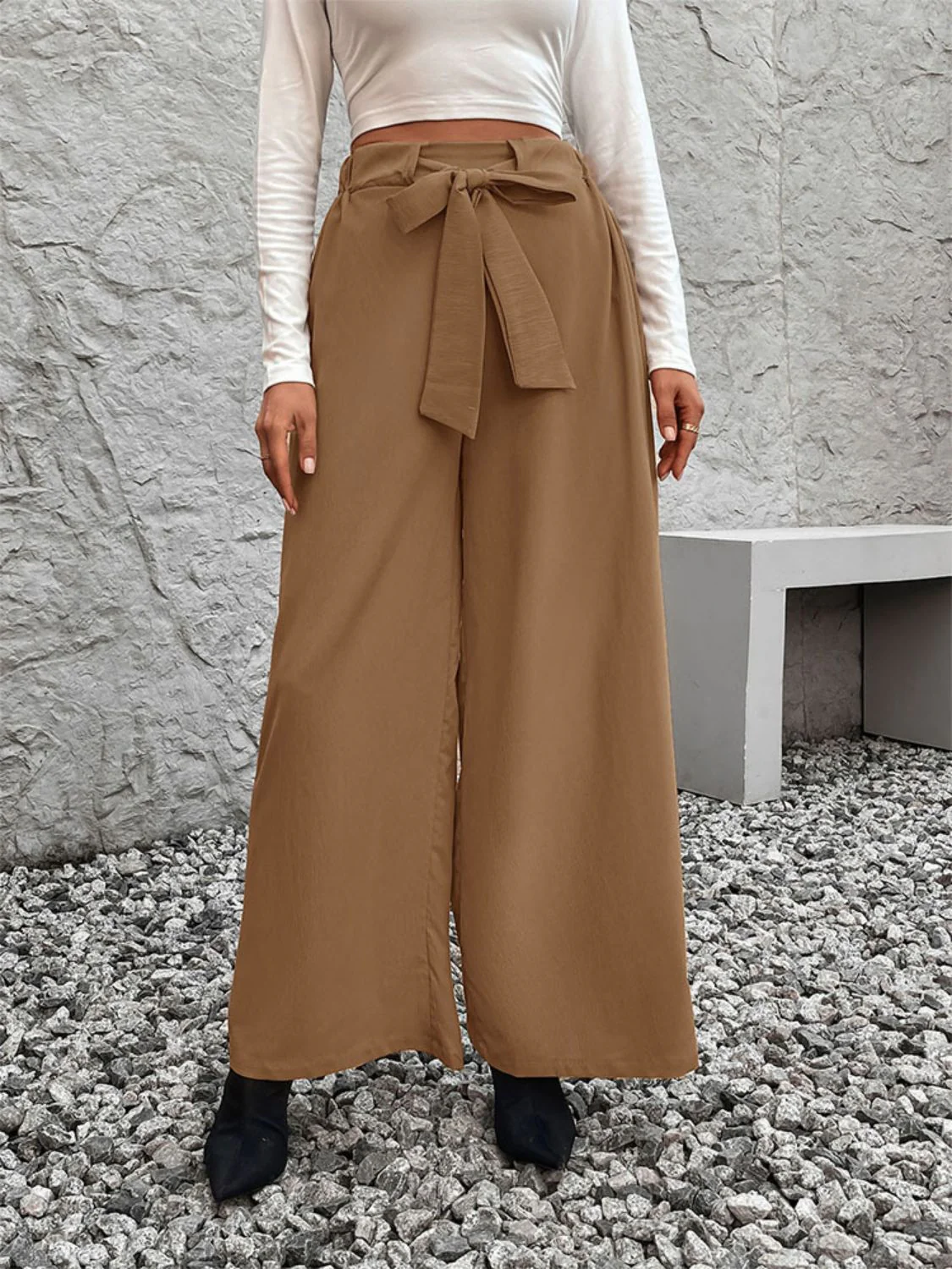 Perfee Tied High Waist Wide Leg Pants - Image 5