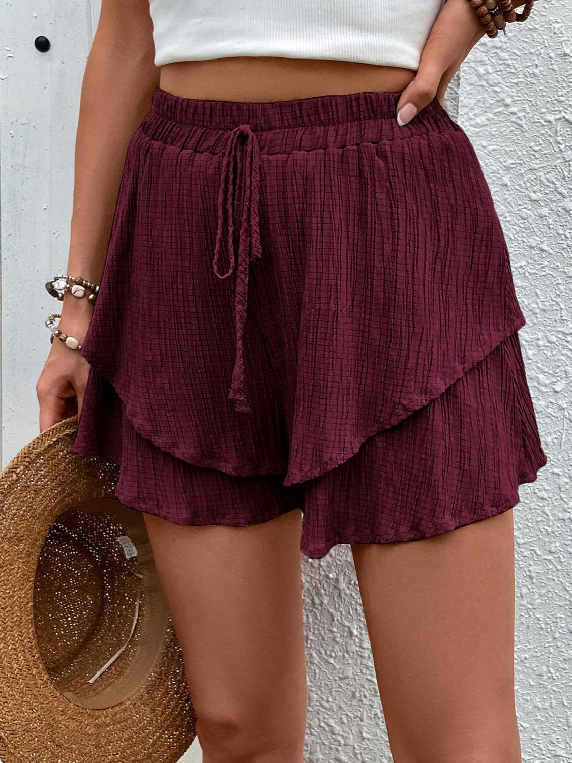 Perfee Tied Layered High Waist Shorts - Image 26