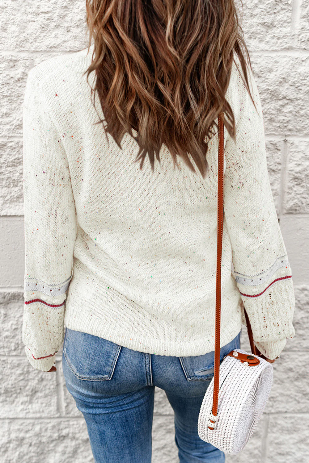 Pilling Detail Round Neck Long Sleeve Sweater - Image 3