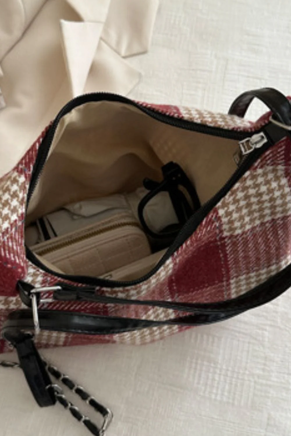 Plaid Adjustable Strap Handbag - Image 6