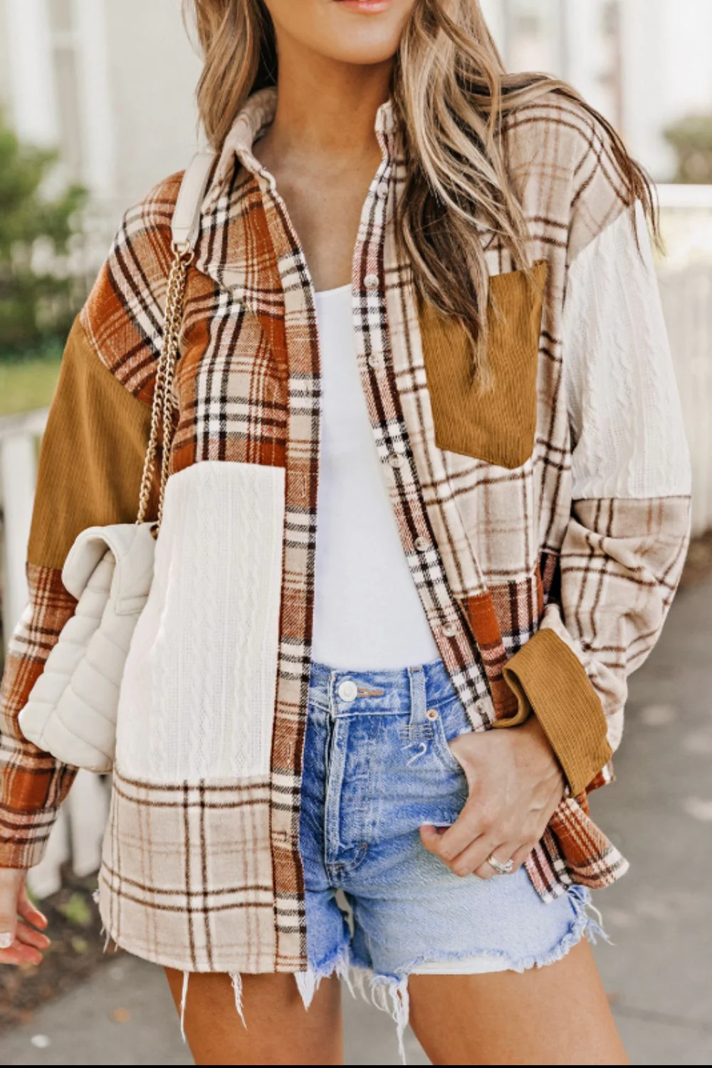 Plaid Button Up Long Sleeve Shacket - Image 5
