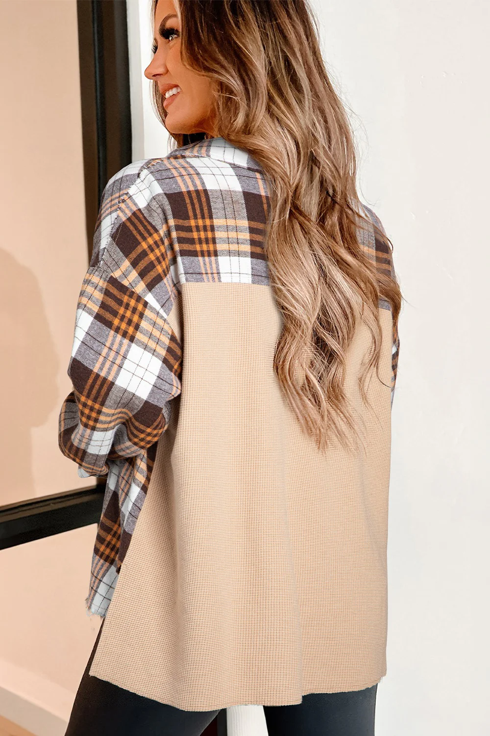 Plaid Button Up Long Sleeve Shacket - Image 2