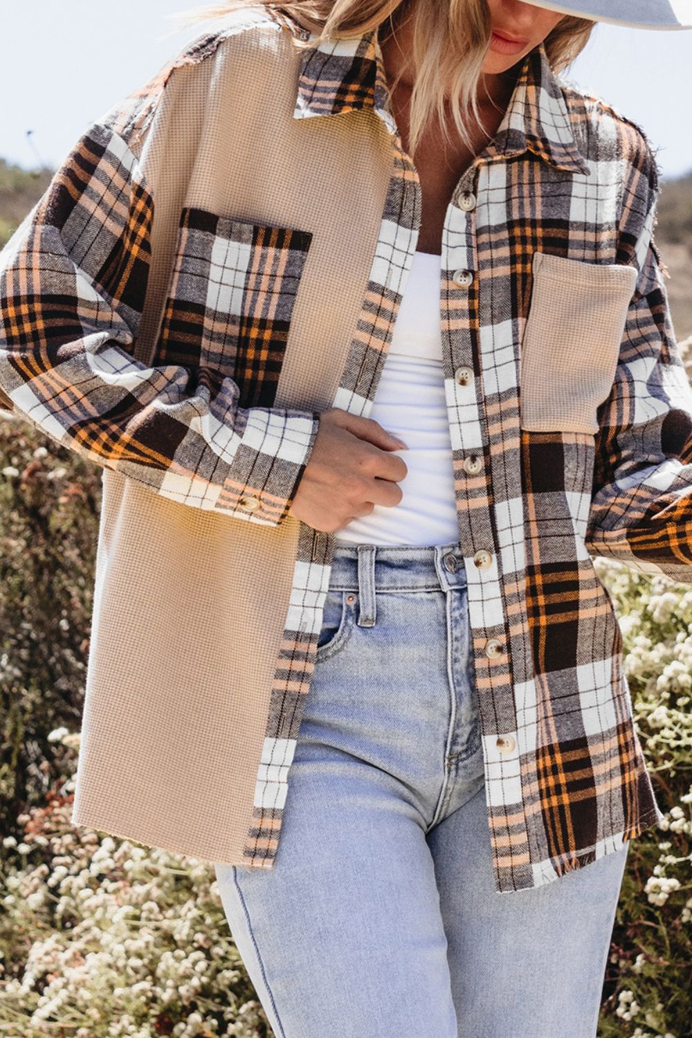 Plaid Button Up Long Sleeve Shacket - Image 5