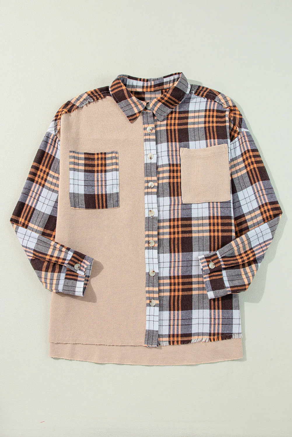 Plaid Button Up Long Sleeve Shacket - Image 7