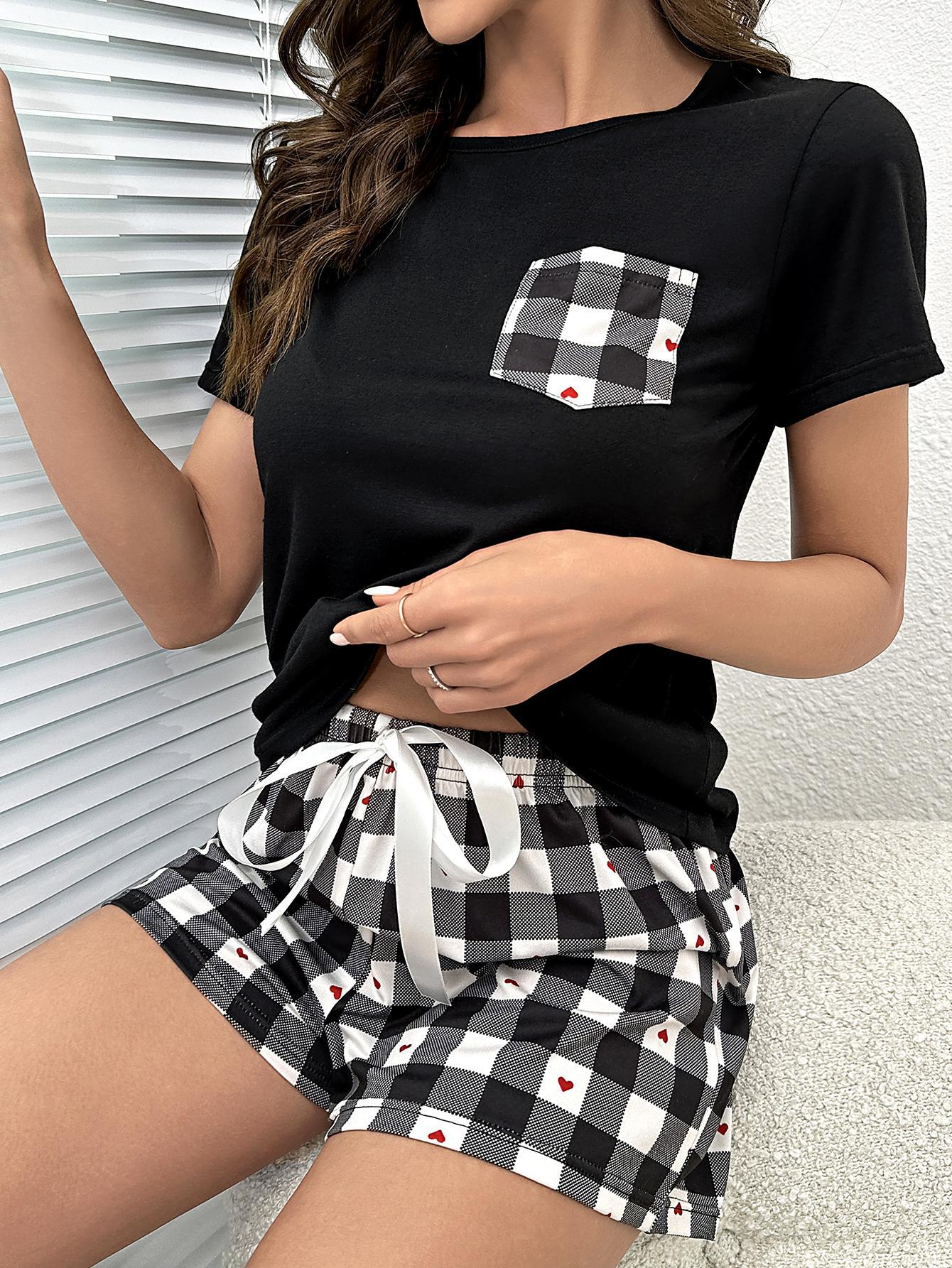 Plaid Heart Top and Shorts Lounge Set - Image 6
