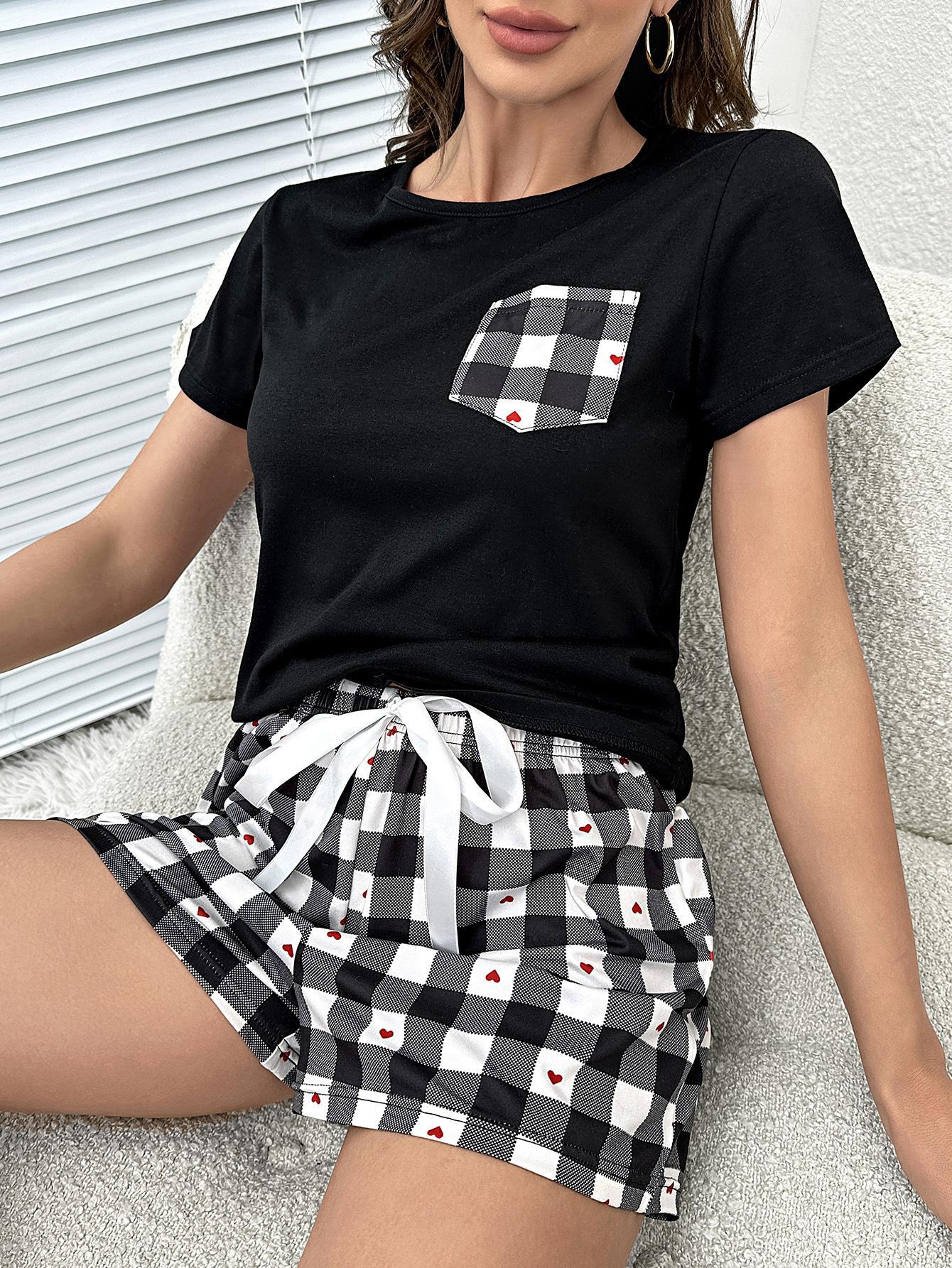 Plaid Heart Top and Shorts Lounge Set - Image 7