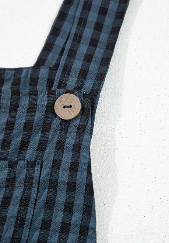 Plaid Wide Strap Wide Leg Overalls - Image 7