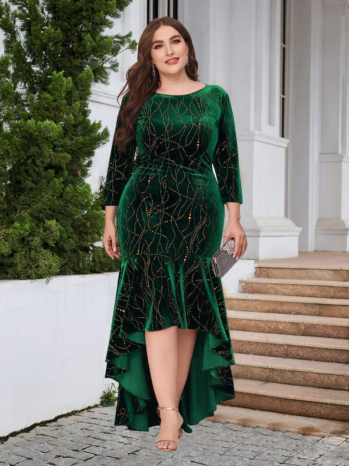 Plus Size Ruffle Hem High-Low Dress - Image 4