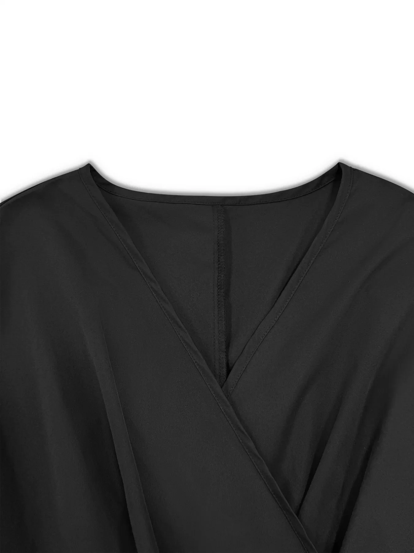 Plus Size Surplice Long Sleeve Wrap Mini Dress - Image 8