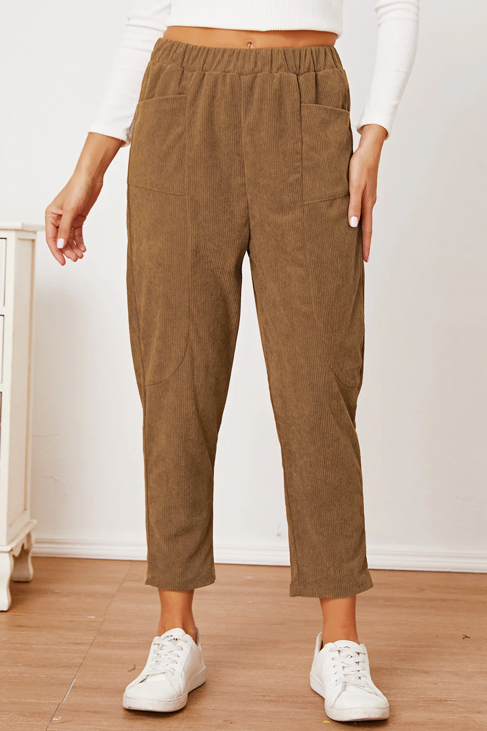 Pocketed Elastic Waist Pants - Image 3