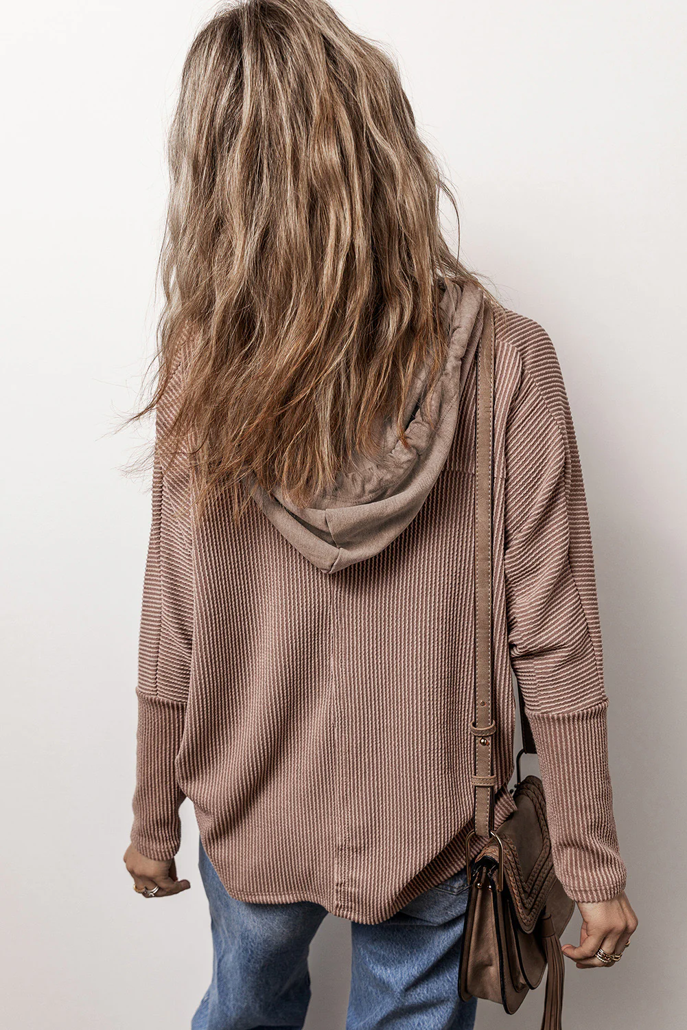 Pocketed Half Button Long Sleeve Hoodie - Image 3