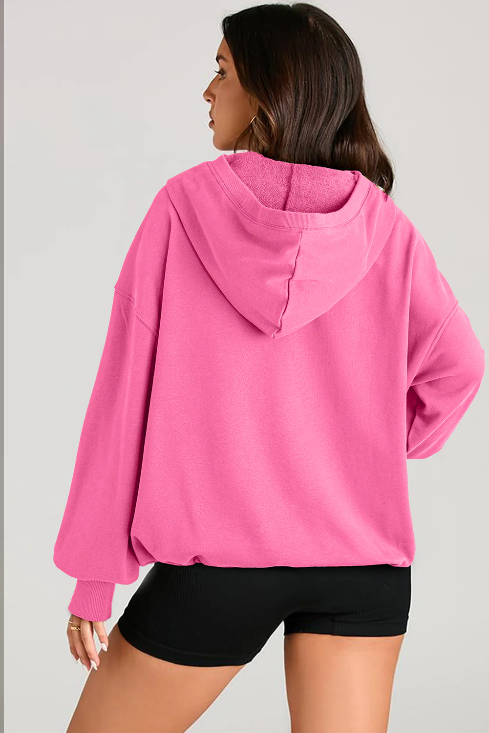 Pocketed Half Zip Long Sleeve Hoodie - Image 21