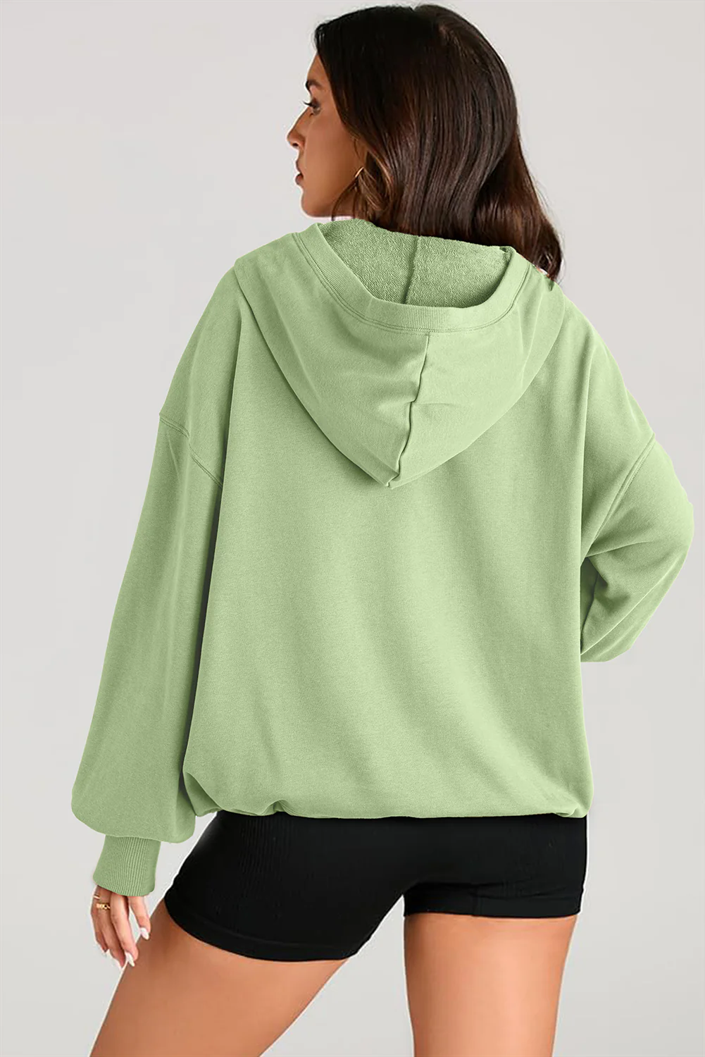 Pocketed Half Zip Long Sleeve Hoodie - Image 6