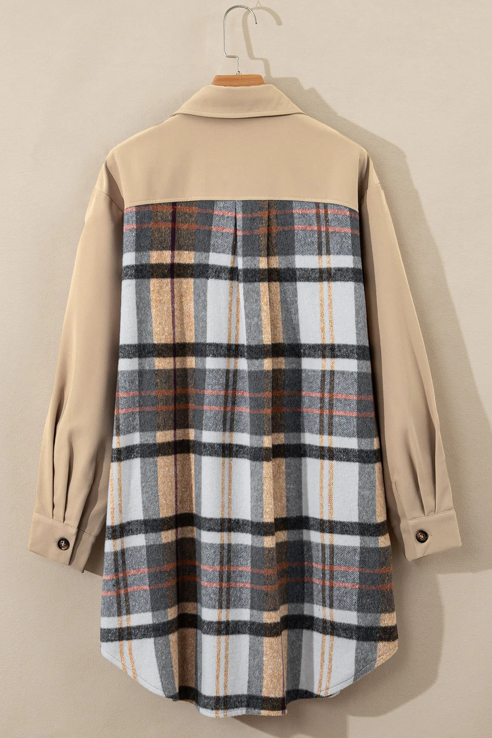 Pocketed Plaid Long Sleeve Mini Shirt Dress - Image 5