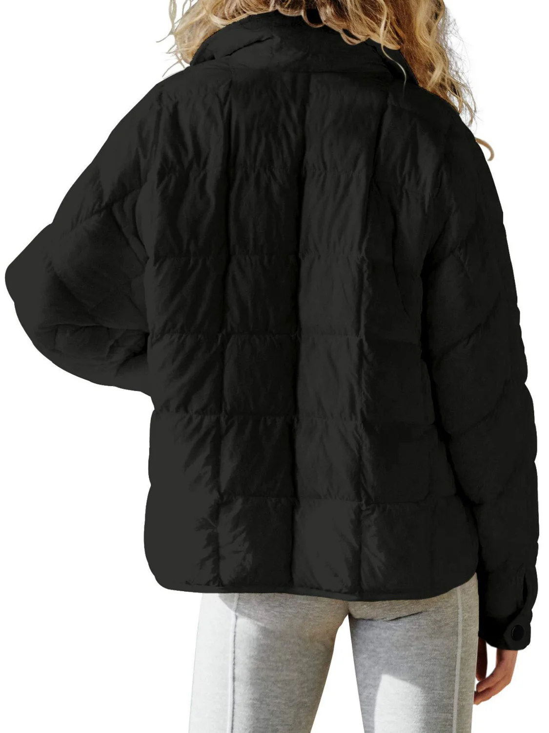 Pocketed Plaid Quilted Zip Up Winter Coat - Image 11