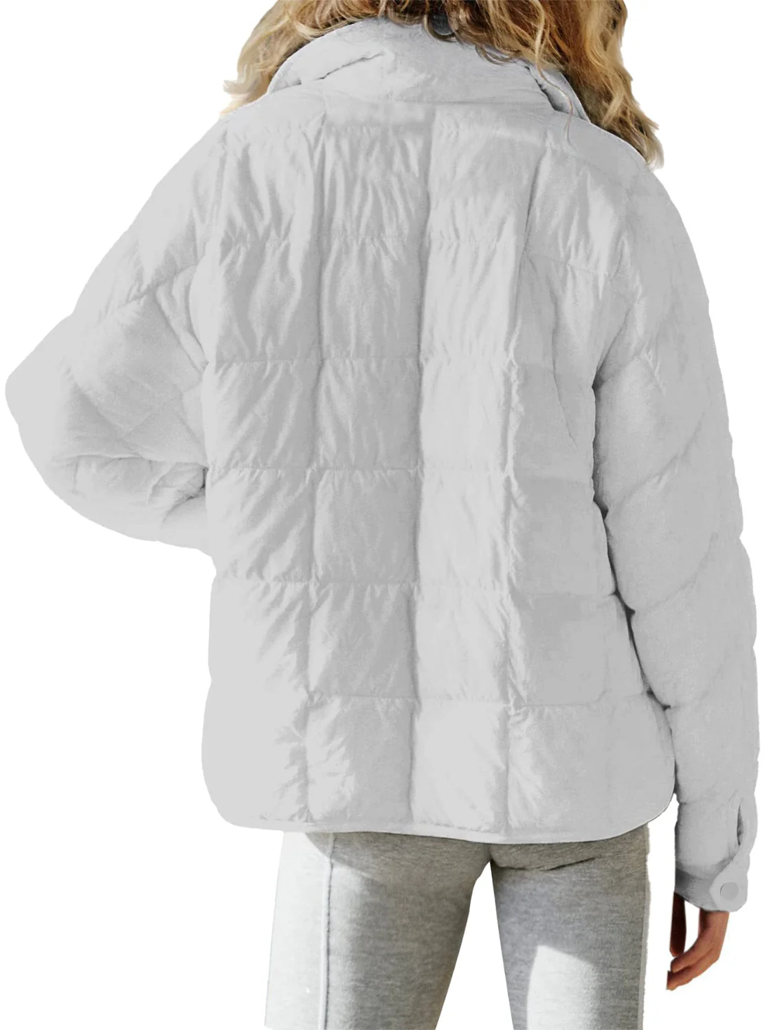 Pocketed Plaid Quilted Zip Up Winter Coat - Image 19