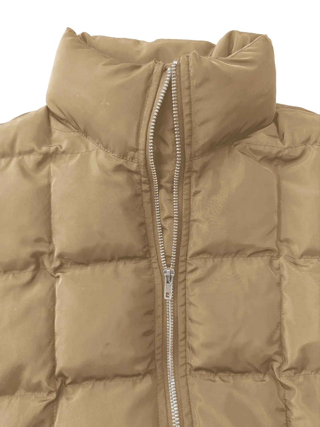 Pocketed Plaid Quilted Zip Up Winter Coat - Image 6
