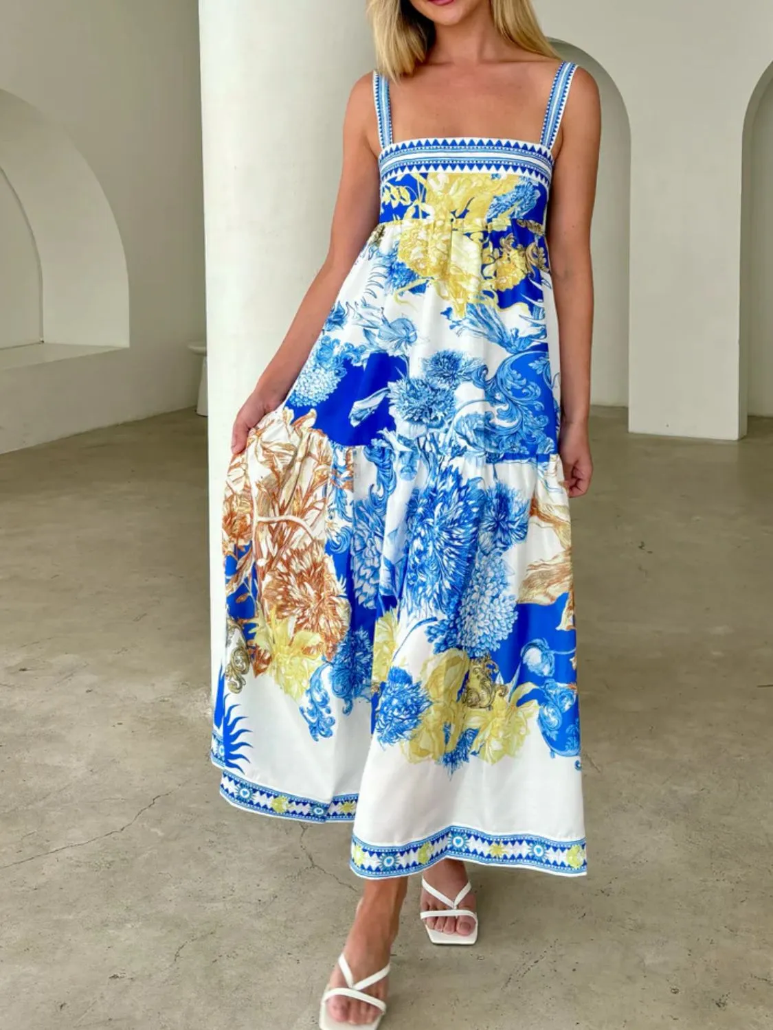 Pocketed Printed Sleeveless Cami Dress - Image 11